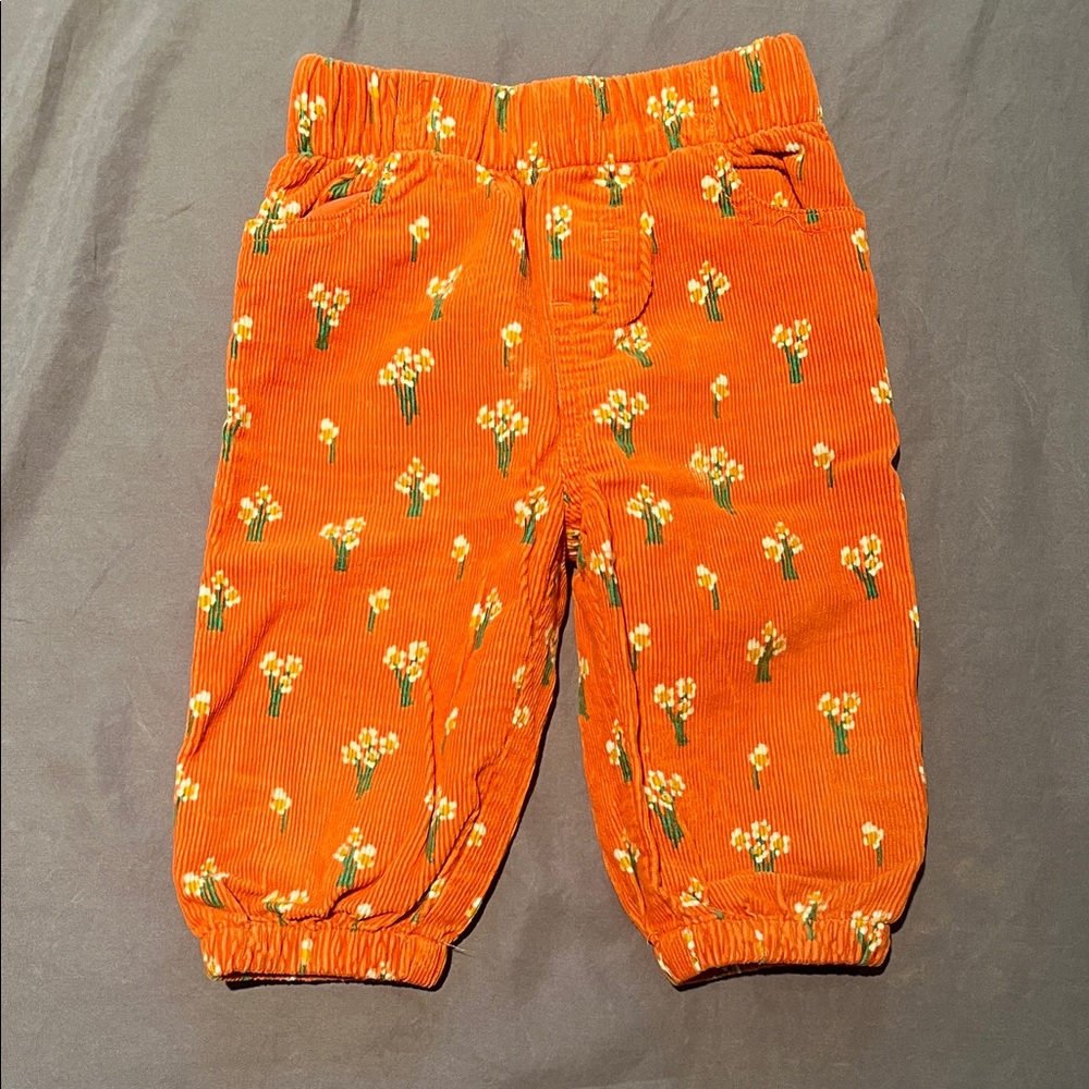 Stella McCartney Orange Floral Corduroy Pants